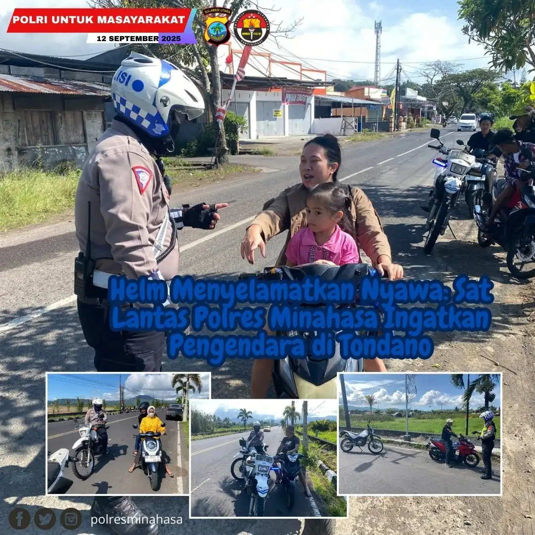Helm Menyelamatkan Nyawa: Sat Lantas Polres Minahasa Ingatkan Pengendara di Tondano